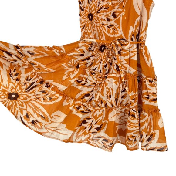 Band Of The Free Floral Tiered Ruffle Mini Dress Yellow Cream Size Small NWOT - Picture 8 of 12